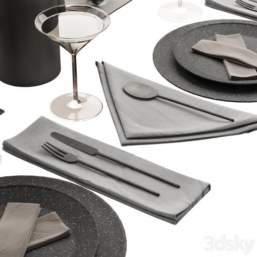 063 Tableware decor set 01 dark matte 00