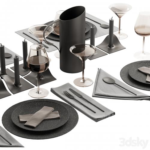 063 Tableware decor set 01 dark matte 00