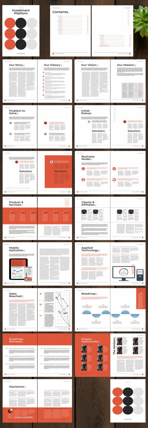 Brochure Layout with Red and Black Accents - 246490264