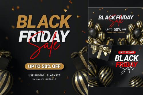 Black Friday Sale Banner Background Set