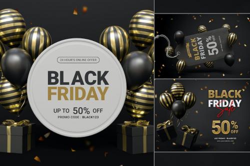 Black Friday Sale Banner Background Set