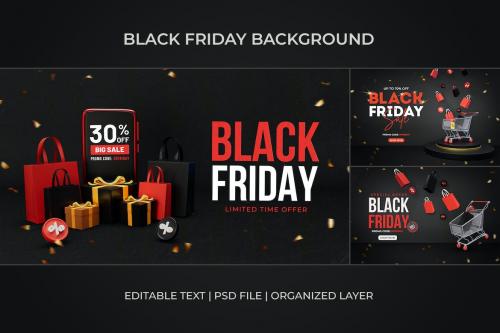 Black Friday Sale Banner Background Set