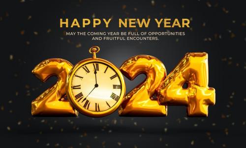 New Year 2024 Background with Stylized 3D Text