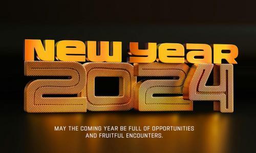 New Year 2024 Background with Stylized 3D Text