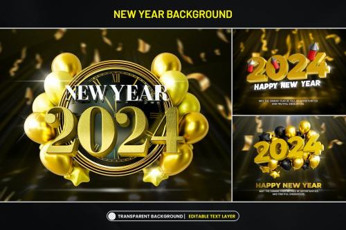 Happy New Year 2024 Sale Banner with 3d Text