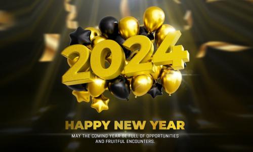 Happy New Year 2024 Sale Banner with 3d Text