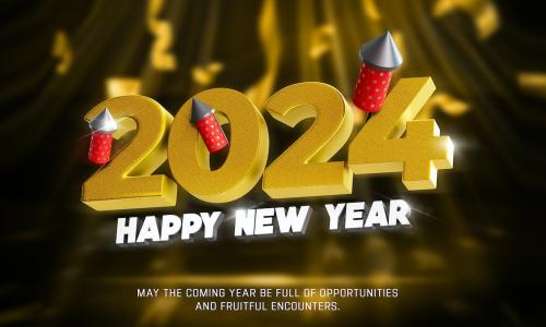 Happy New Year 2024 Sale Banner with 3d Text