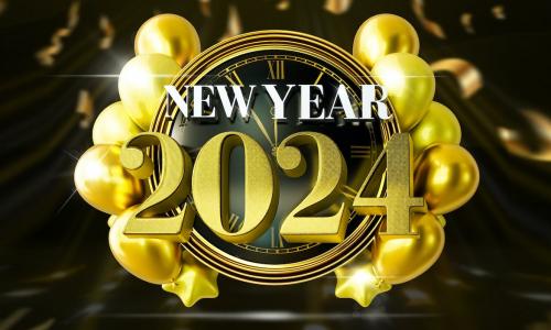 Happy New Year 2024 Sale Banner with 3d Text