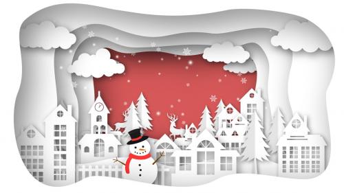 Paper Cut Christmas Town Backgrounds