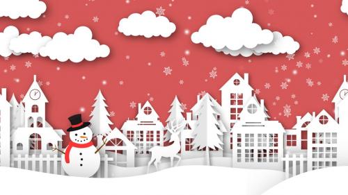 Paper Cut Christmas Town Backgrounds