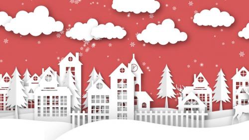 Paper Cut Christmas Town Backgrounds