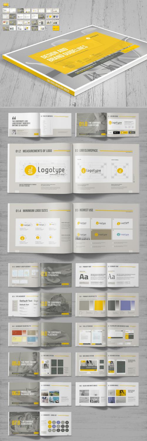 Brand Manual Layout with Yellow Accents - 246672271