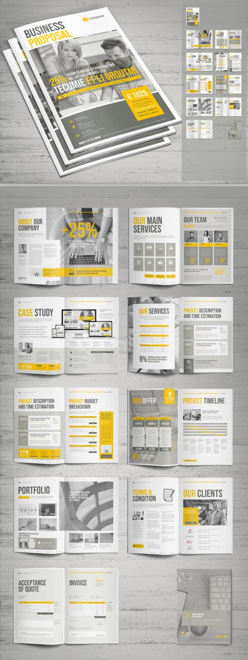 Business Proposal Layout with Yellow Accents - 246672306