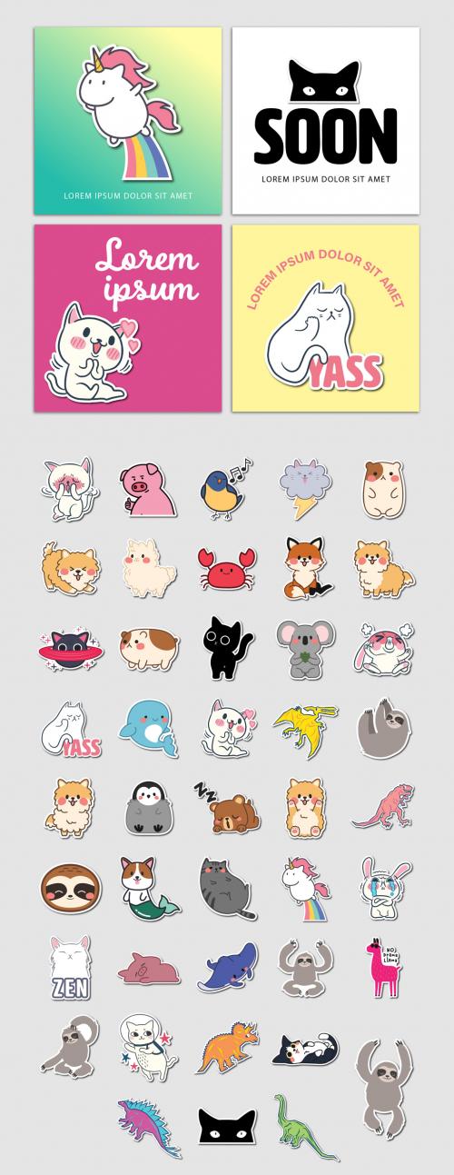 Animal Sticker Social Media Layouts - 246847577