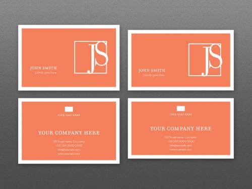 Orange Business Card Layout with White Border - 246871972