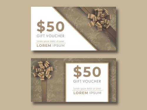 Gift Voucher Layout with Gold Accents - 246879707