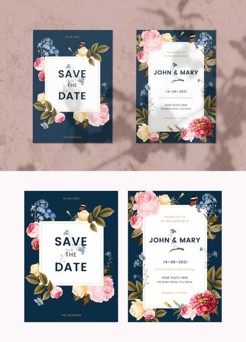 Floral Wedding Invitation Layout - 246888786