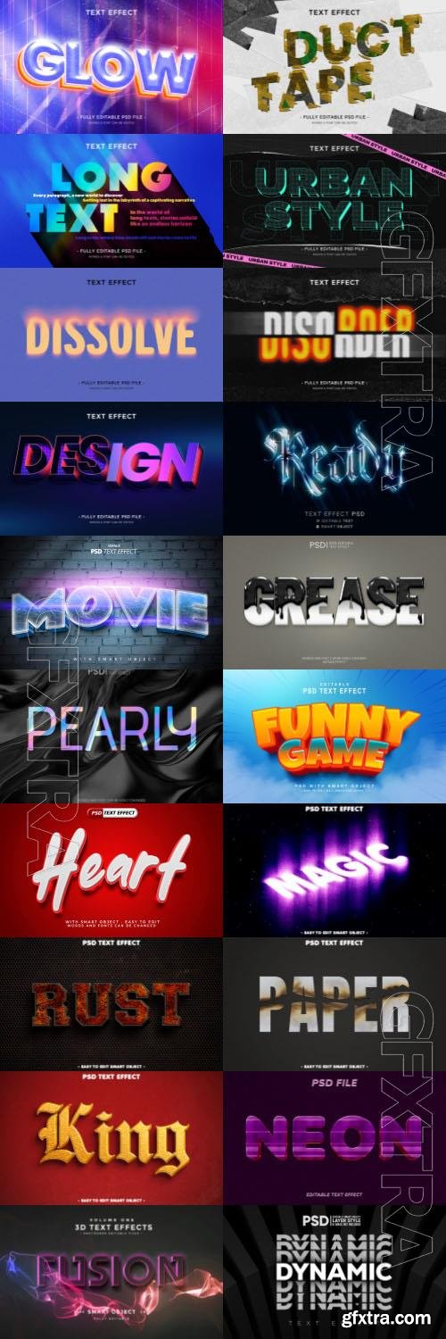 20 Psd style text effect editable set vol 68