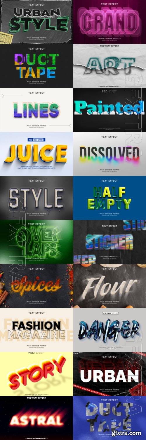 20 Psd style text effect editable set vol 69