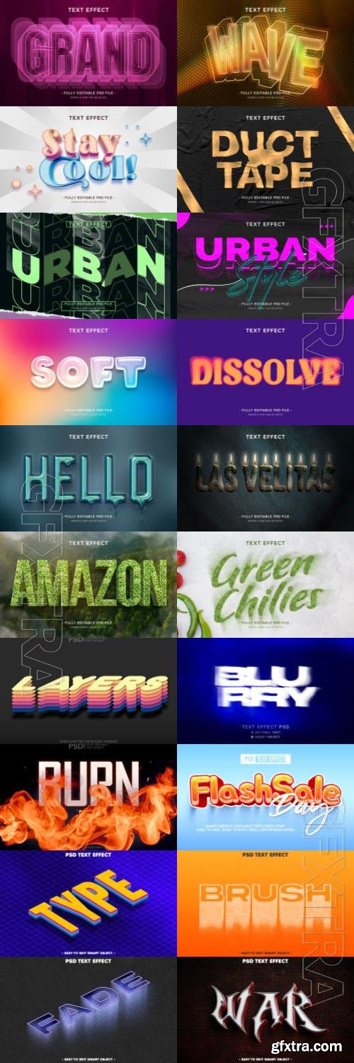 20 Psd style text effect editable set vol 70