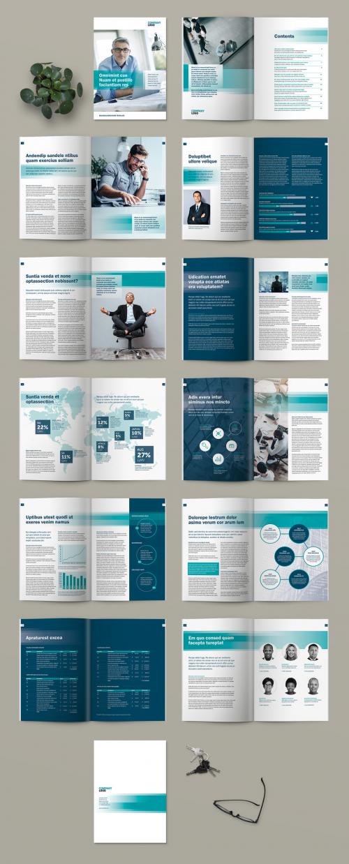 Business Brochure or Magazine Layout with Teal Accents - 246890032