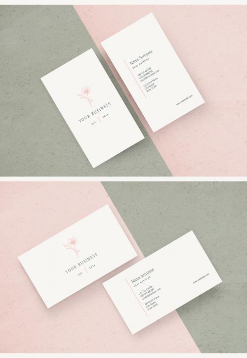 Business Card Layout with Floral Icon Element - 246895717