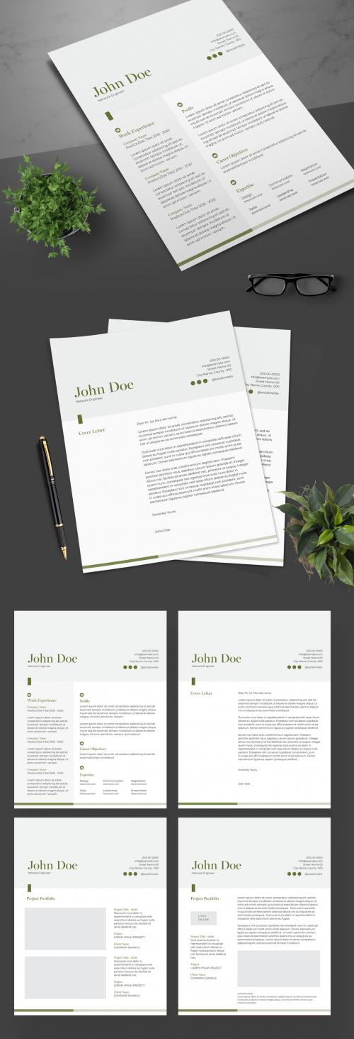 Resume Layout with Green Accents - 247454914