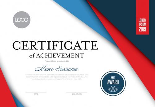 Red and Blue Certificate of Achievement Layout - 247467138