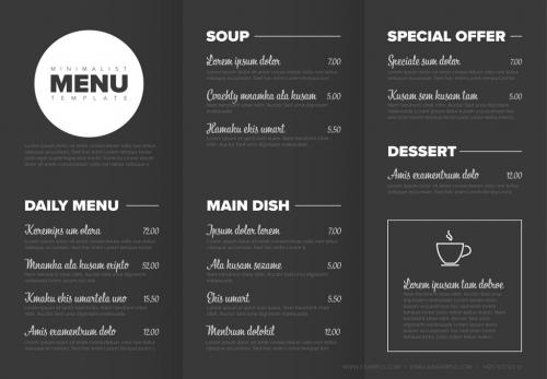 Black and White Menu Layout - 247467160