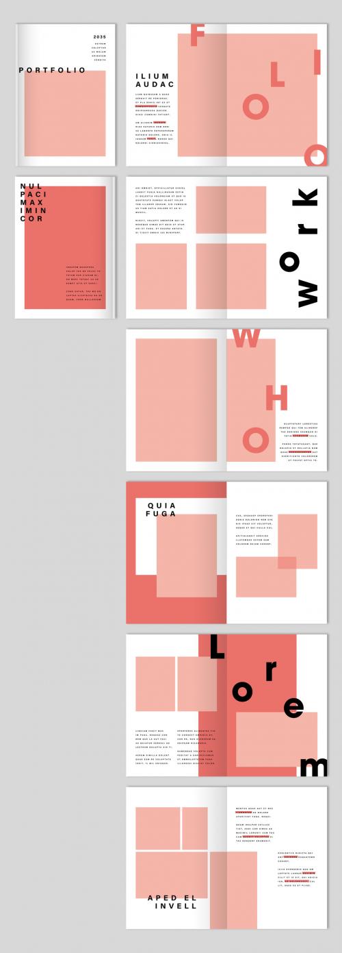 Portfolio Layout with Coral Accents - 247626097