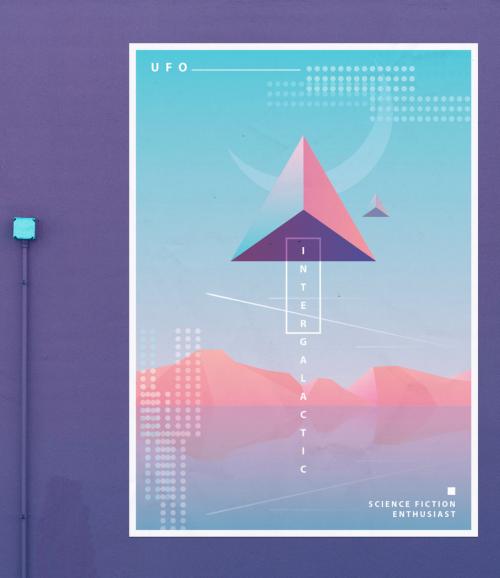 SciFi Poster Layout with Pastel Gradients - 247663406