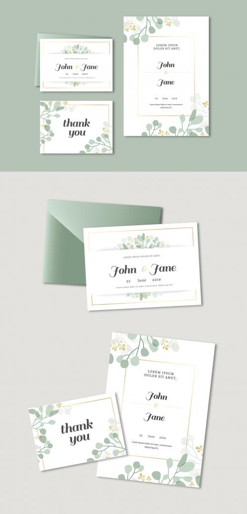 Wedding Invitation with Botanical Accents - 247855422