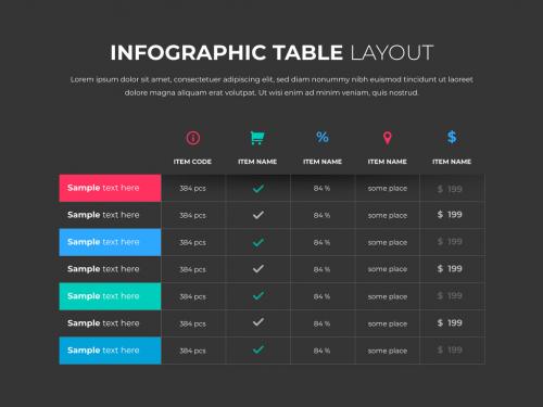 Infographic Table Layout with Contrast Elements - 248232413