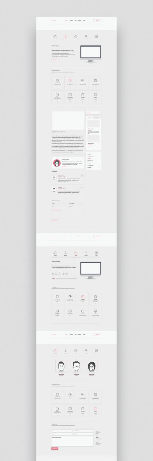 Website Layout with Icons - 248235518