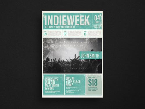 Indie Music Newspaper Layout with Distressed Effects - 248743878