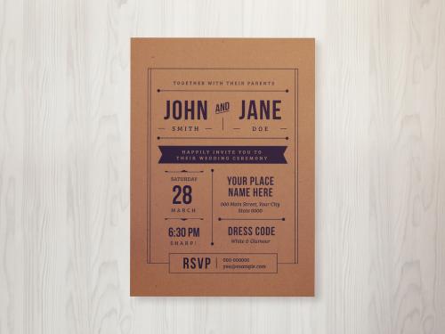 Vintage Wedding Invitation Layout with Kraft Paper - 249179702