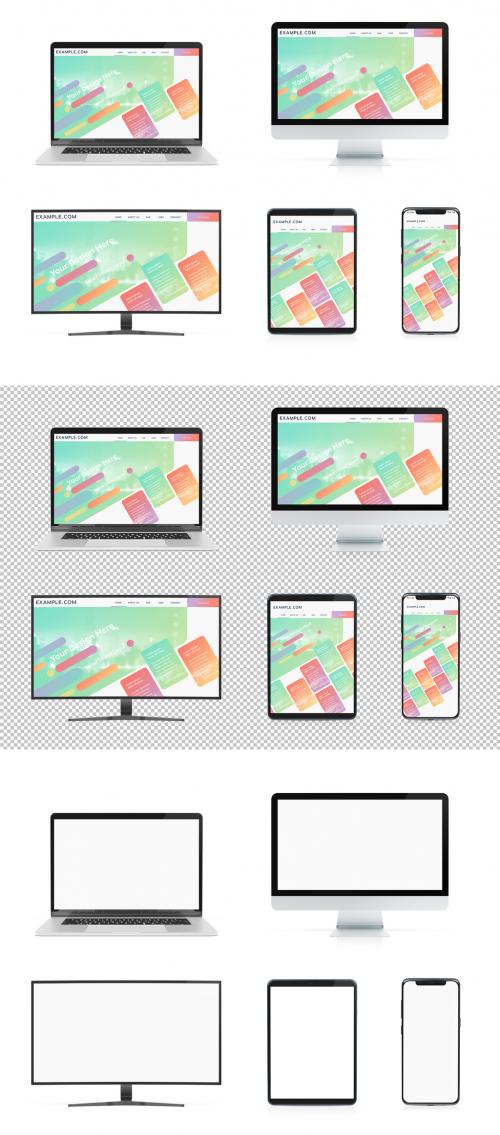 5 Devices Isolated on White Mockup - 249382956