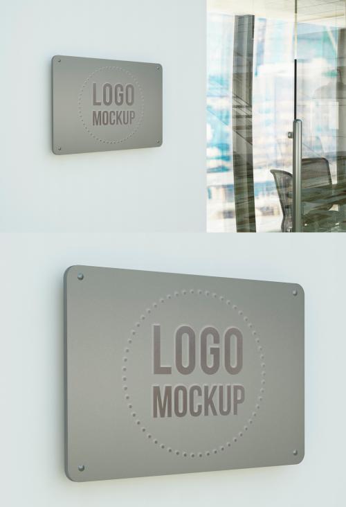 Metal Sign on Wall Mockup - 249400833