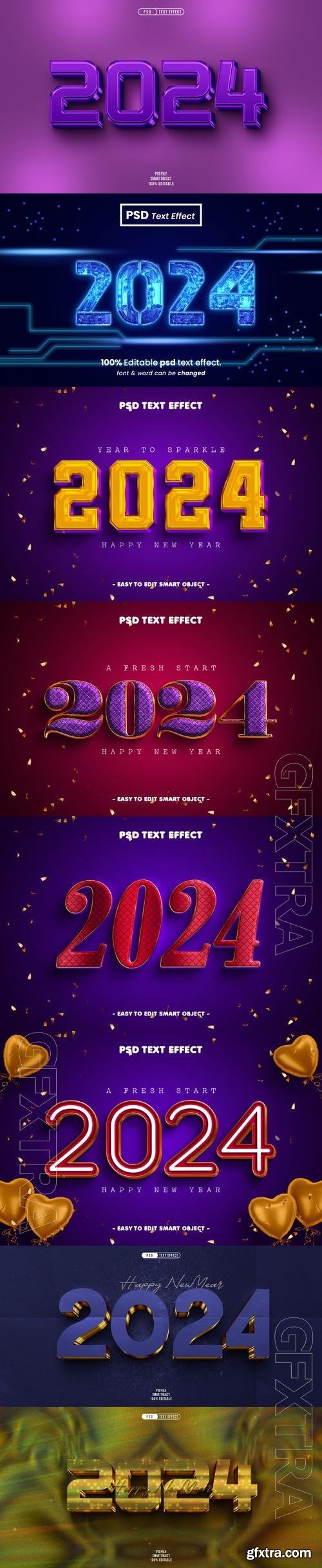 PSD new year 2024 3d editable text effect vol 9