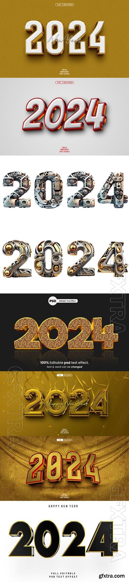 PSD new year 2024 3d editable text effect vol 7