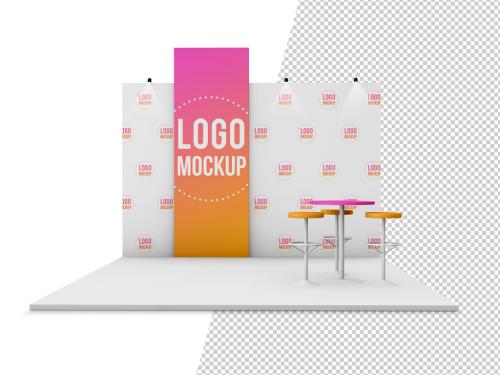 Kiosk with Banner and Background Mockup - 249408536