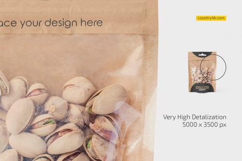 Kraft Stand-Up Pouch with Pistachios Mockup