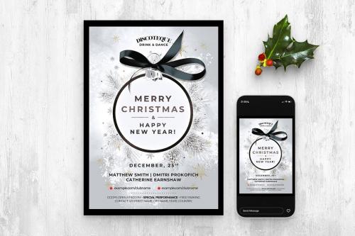 Silver Christmas Flyer Template