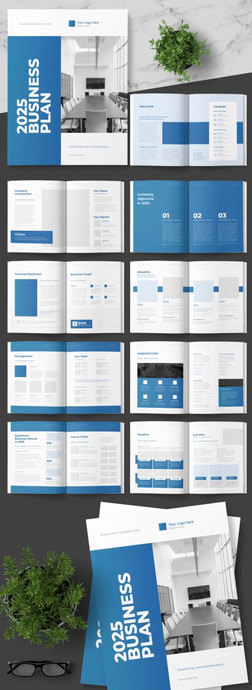 Business Plan Layout with Blue Accents - 250094280