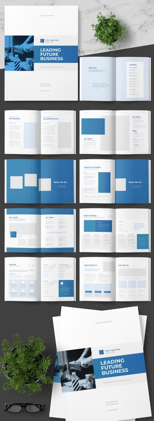 Company Profile Layout with Blue Accents - 250094700