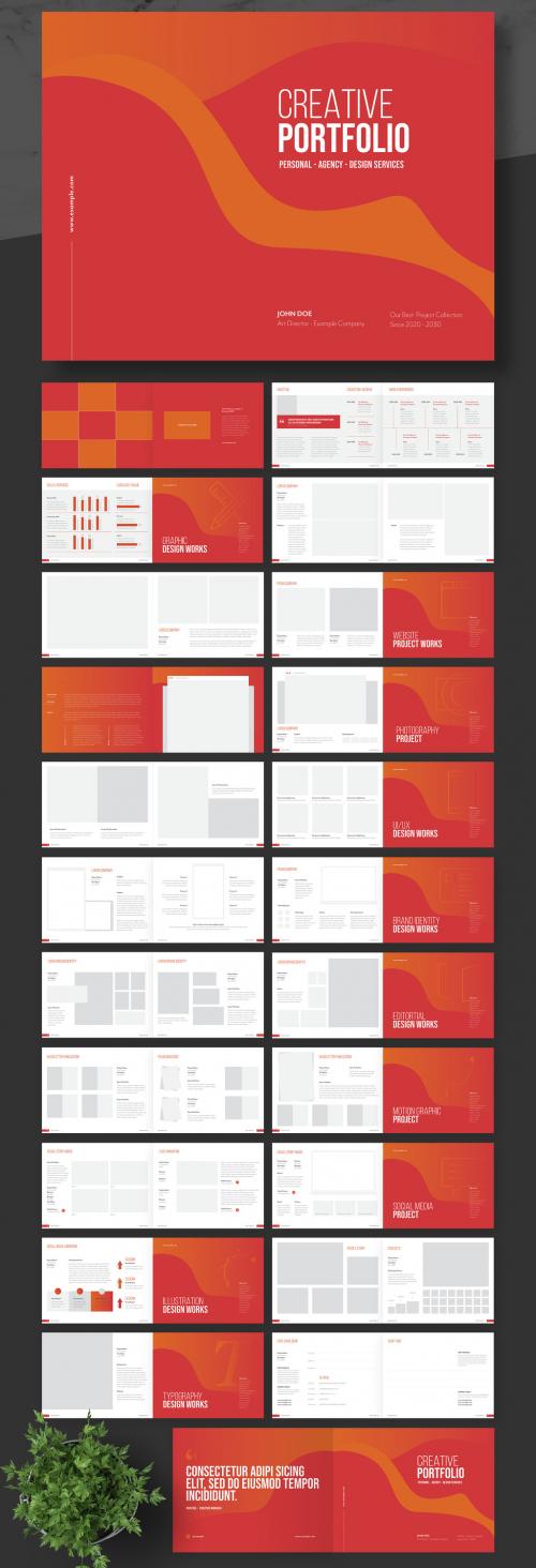 Creative Portfolio Layout with Red Accents - 250094827