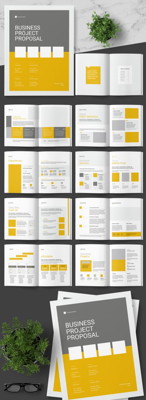 Business Proposal Layout with Yellow Accents - 250094984