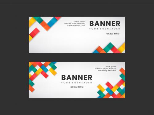 Social Media Banner Layouts with Colorful Squares - 250905382