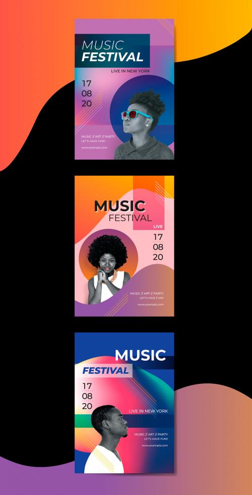 Colorful Music Festival Poster Layouts with Photos and Shapes - 250905723