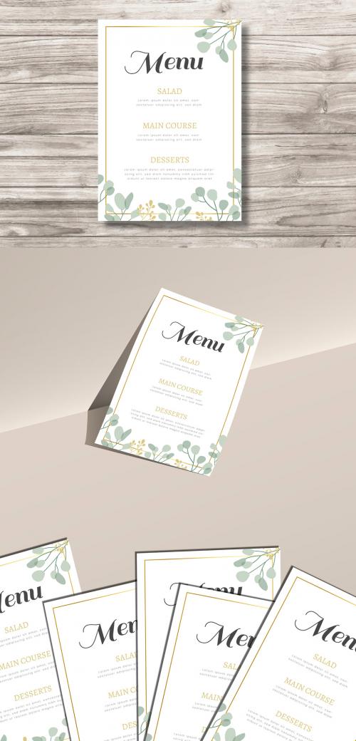 Menu Layout with Leaf Illustration - 250905961